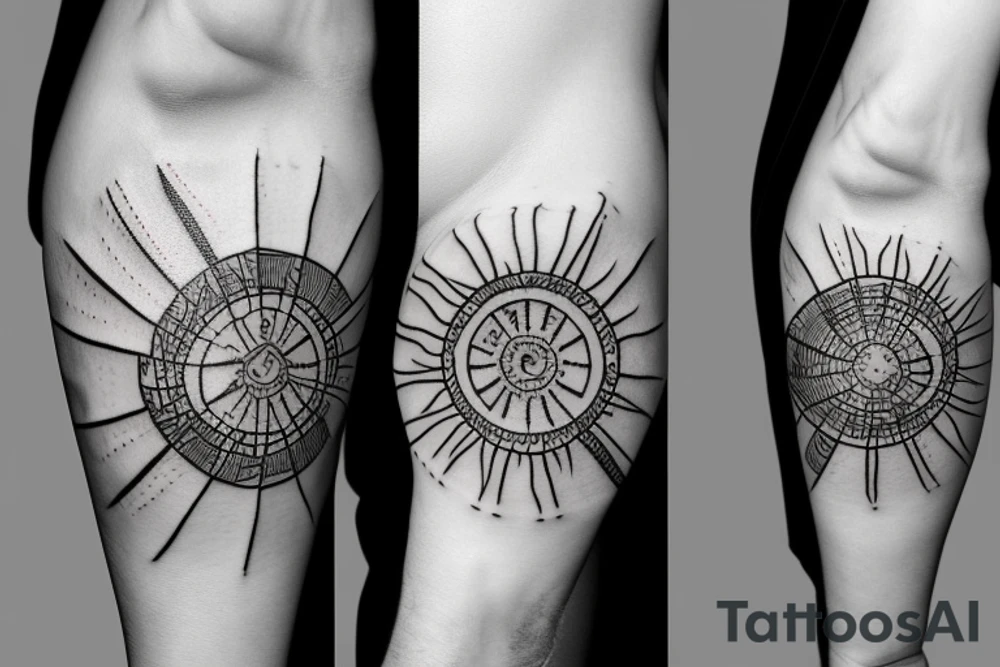 Sun of may with Argentina map and smeared lines tattoo idea