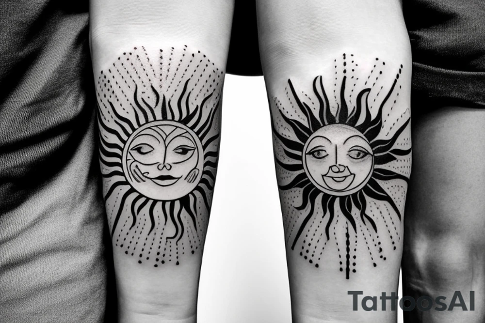 music connected to a sun and nature all combined tattoo idea