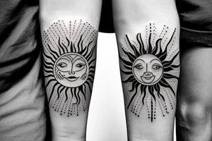 music connected to a sun and nature all combined tattoo idea
