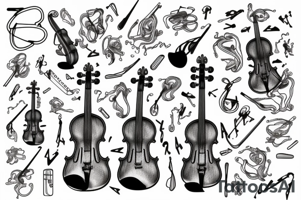 violin with lightning tattoo idea