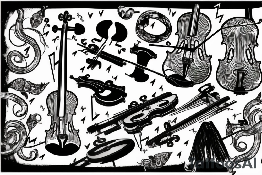 violin with lightning tattoo idea