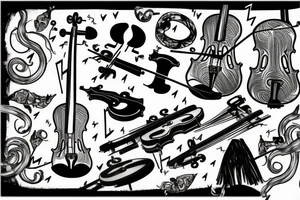 violin with lightning tattoo idea
