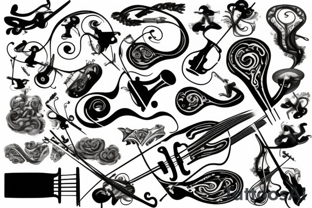 lightning violin tattoo idea