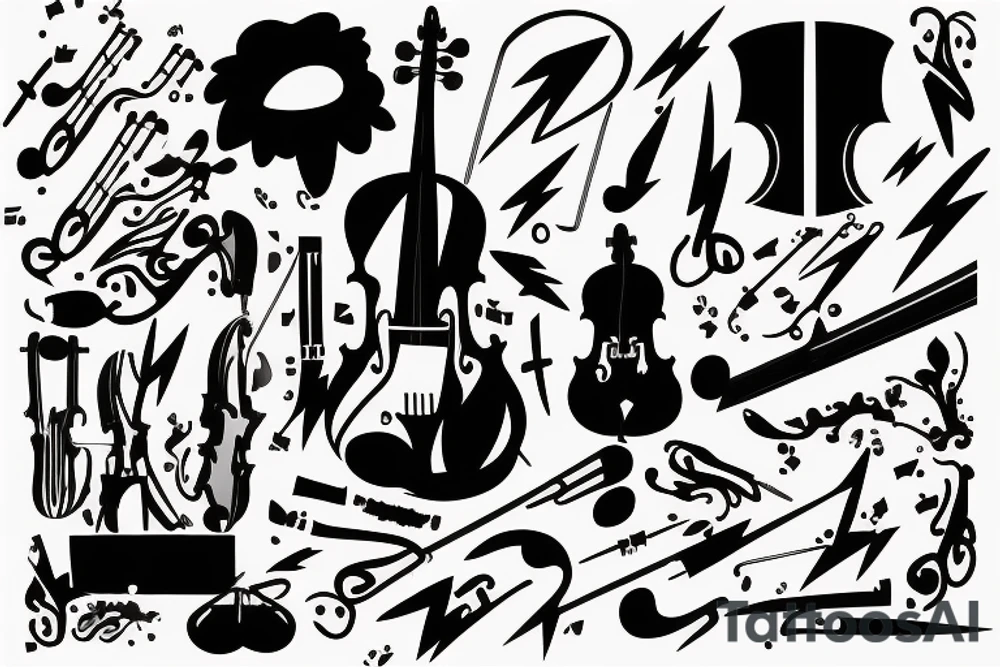lightning violin tattoo idea