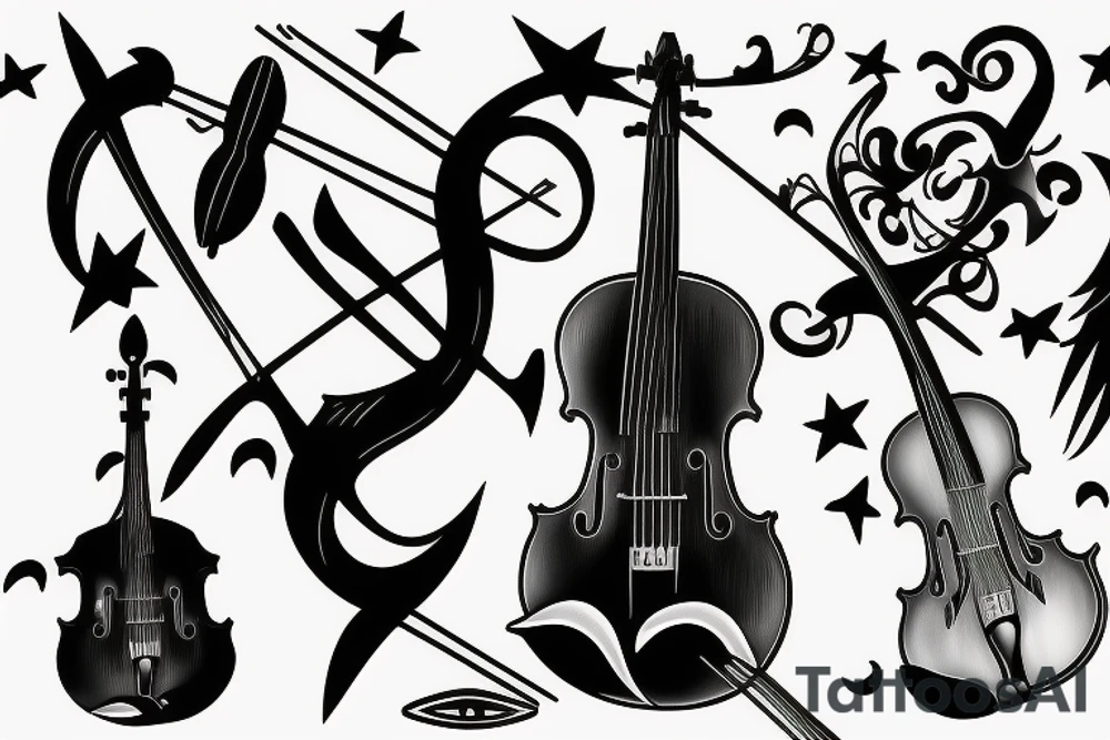 lightning violin tattoo idea