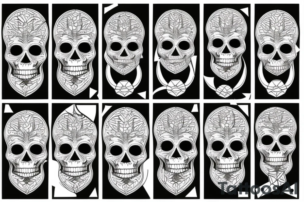skull with geometric background tattoo idea