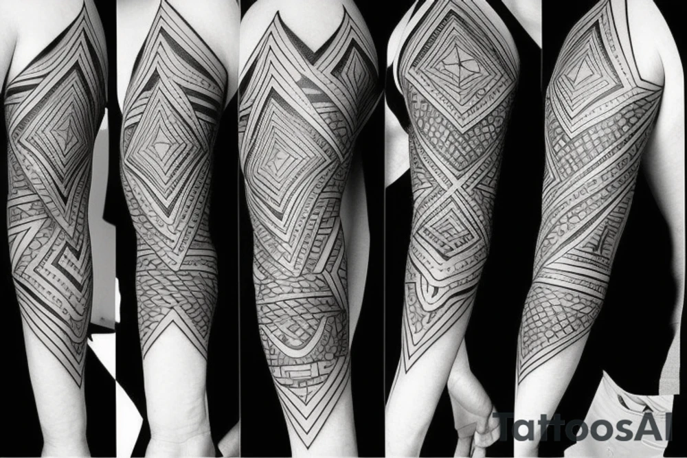 geometric sleeve tattoo idea