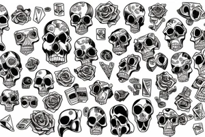Nerd, games, dices, skulls tattoo idea