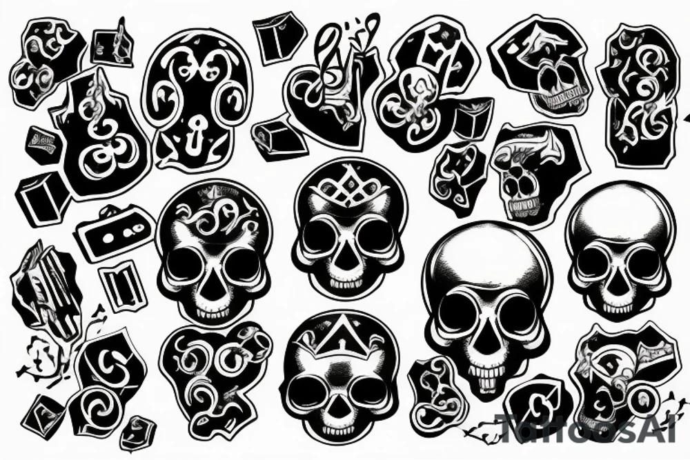 music games dices skulls tattoo idea