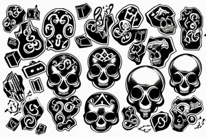 music games dices skulls tattoo idea