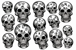 music and games dices and skulls tattoo idea