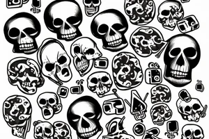 music and games dices and skulls tattoo idea