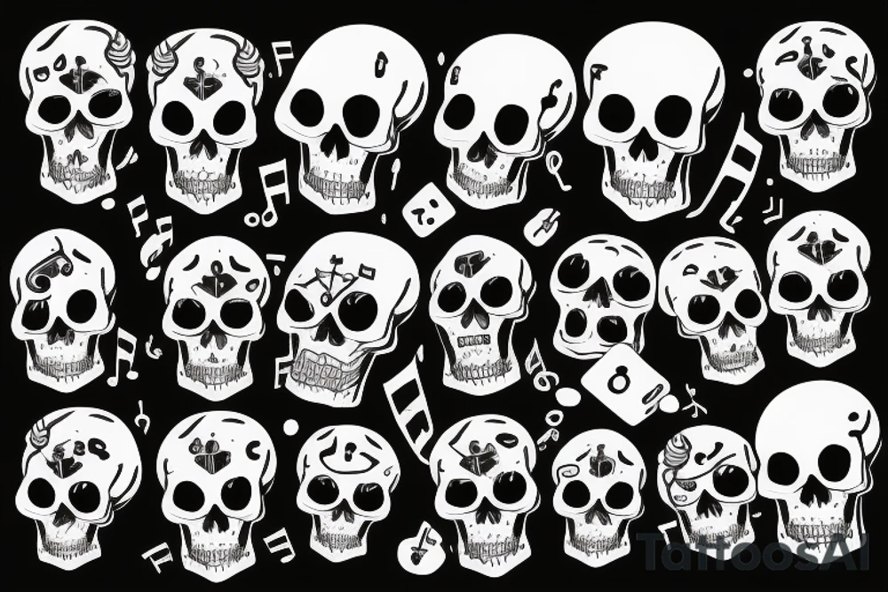 music and games dices and skulls tattoo idea