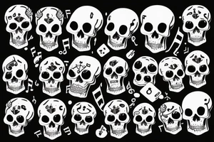 music and games dices and skulls tattoo idea