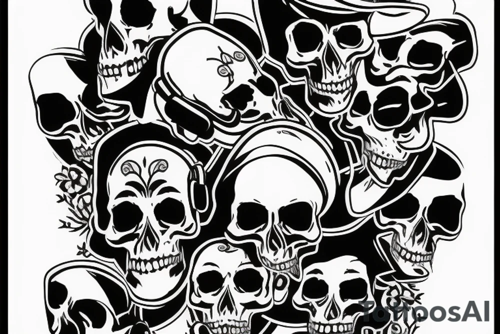music and games dices and skulls tattoo idea