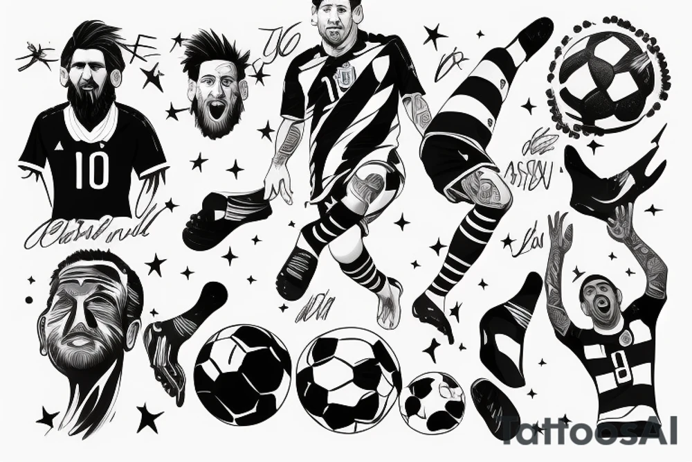 Messi celebrate Argentina won the football world cup and in the sky 3 stars tattoo idea