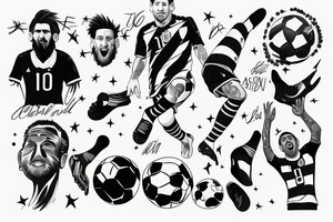 Messi celebrate Argentina won the football world cup and in the sky 3 stars tattoo idea