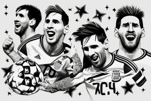 Messi celebrate Argentina won the football world cup and in the sky 3 stars tattoo idea