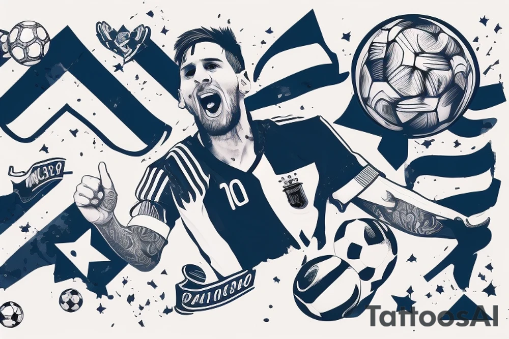 Messi celebrate Argentina won the football world cup and in the sky 3 stars tattoo idea