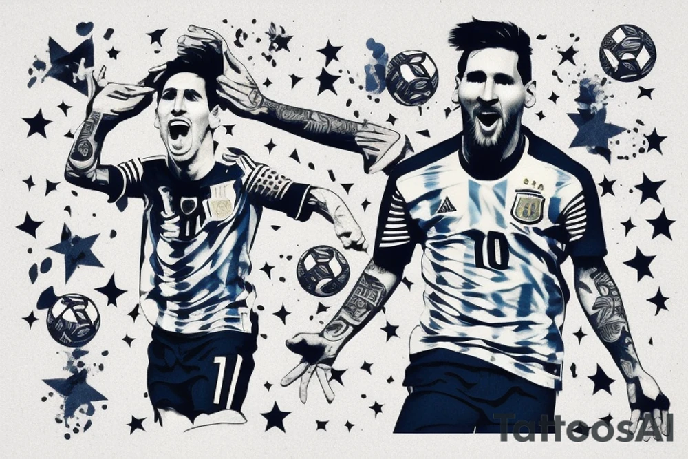 Messi celebrate Argentina won the football world cup and in the sky 3 stars tattoo idea
