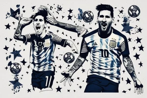 Messi celebrate Argentina won the football world cup and in the sky 3 stars tattoo idea