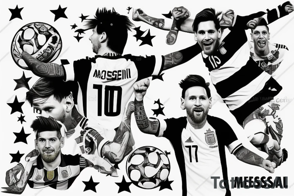 Messi celebrate Argentina won the football world cup and in the sky 3 stars tattoo idea