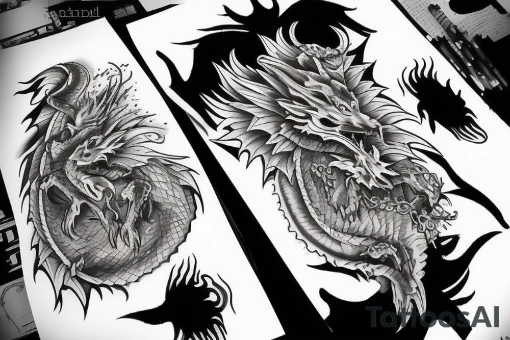 Half dragon, half bear tattoo idea