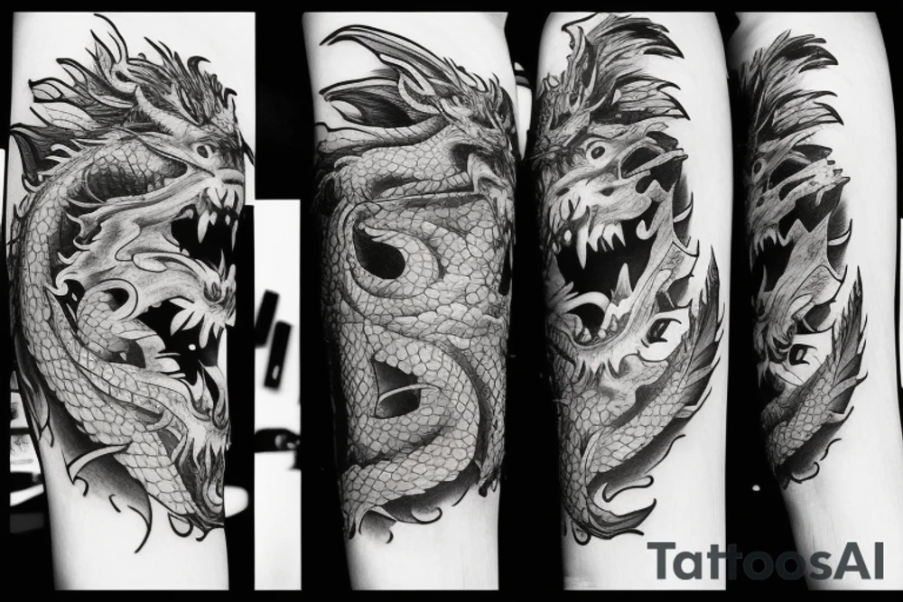 Half dragon, half bear tattoo idea