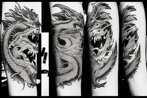 Half dragon, half bear tattoo idea