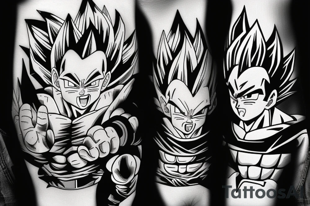 Goku y vegeta jugando al futbol tattoo idea