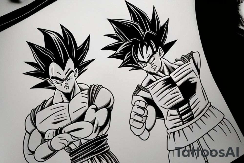 Goku y vegeta jugando al futbol tattoo idea