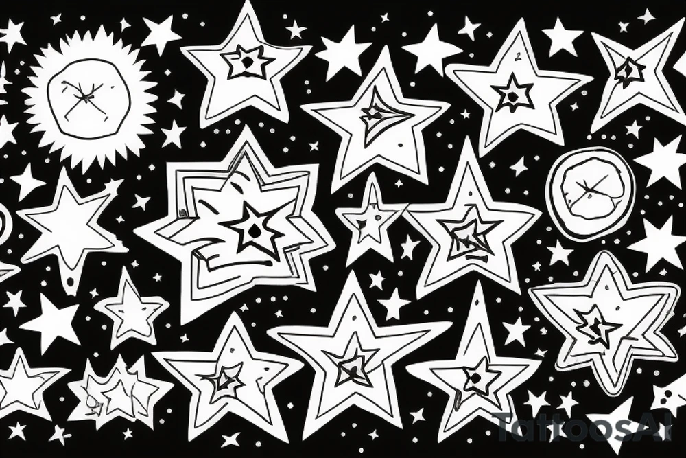 Small stars to a bigger stars tattoo idea