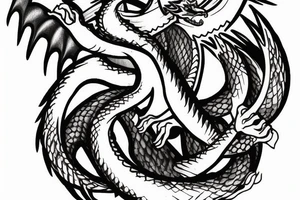 a dragon guarding a cross with jesus tattoo idea