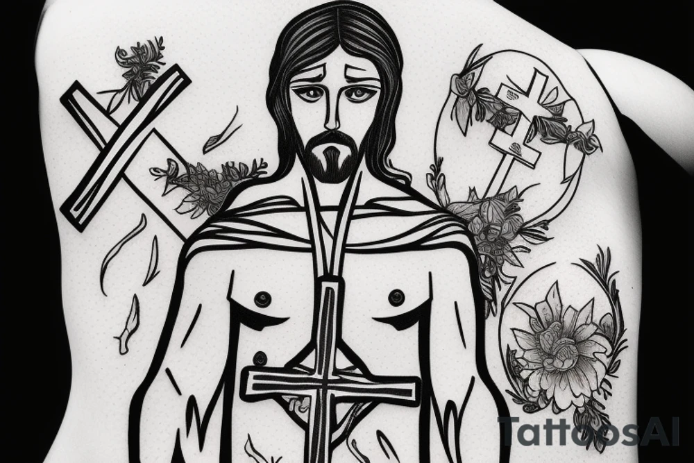 jesus guarding the cross tattoo idea