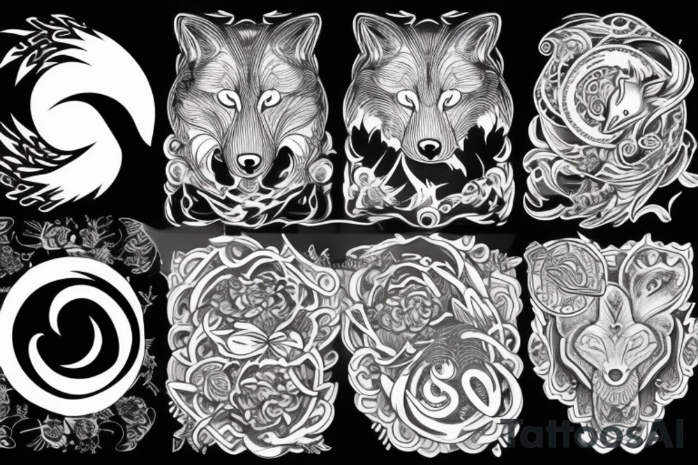 Wolf and raven ying yang tattoo idea