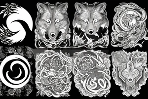 Wolf and raven ying yang tattoo idea