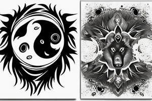Wolf and raven ying yang tattoo idea
