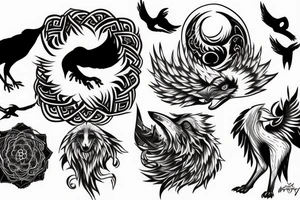 Wolf and raven ying yang tattoo idea