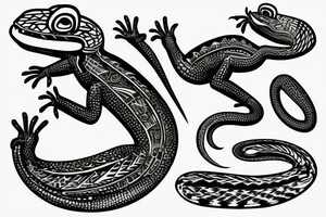 Lizard with incas peruvian design tattoo idea