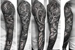 Dragon sleeve from elbow to chest tattoo idea