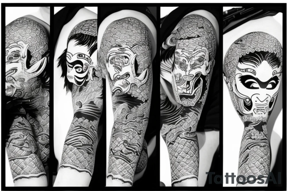 Japanese oni mask tattoo idea