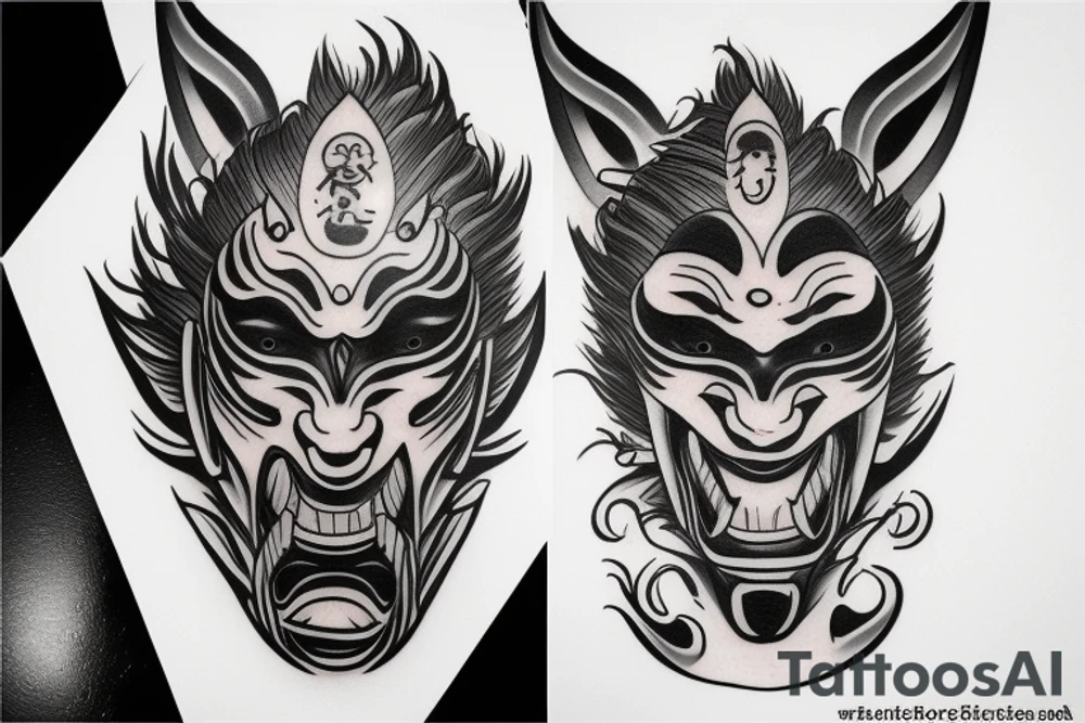 Japanese oni mask tattoo idea