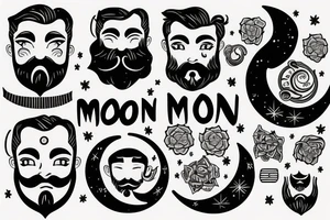 Moon with a handsome man with beard inside tattoo idea