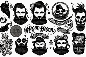 Moon with a handsome man with beard inside tattoo idea