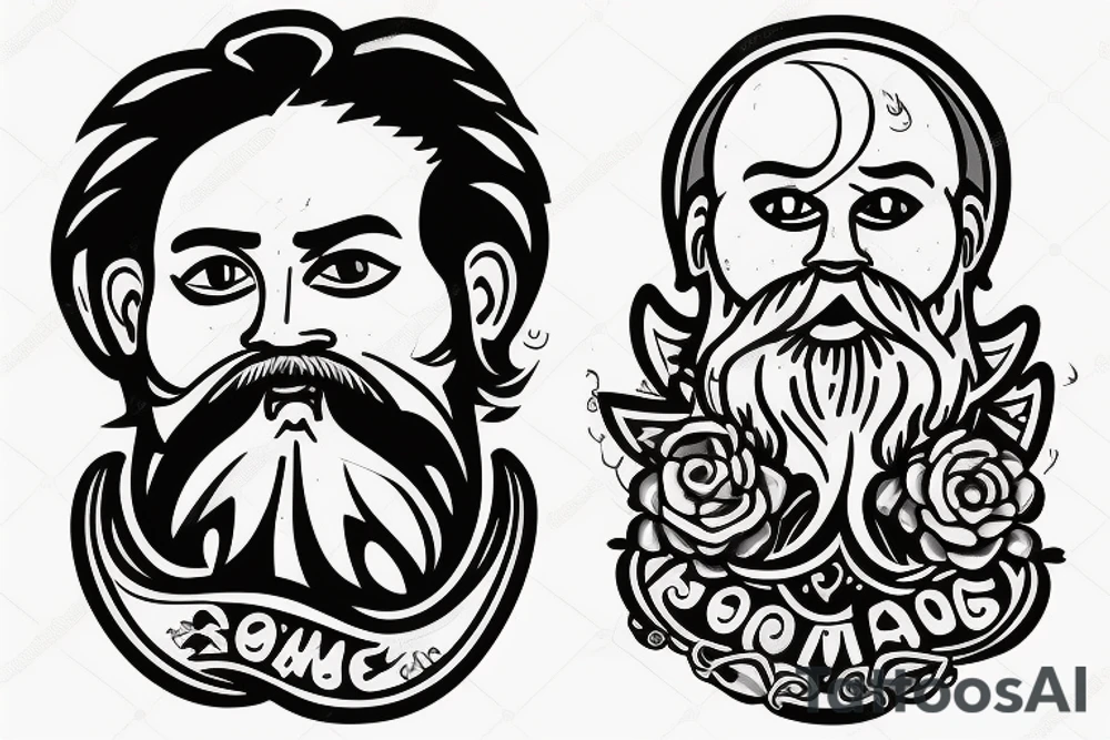 Moon with a man with beard inside tattoo idea