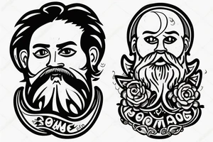 Moon with a man with beard inside tattoo idea