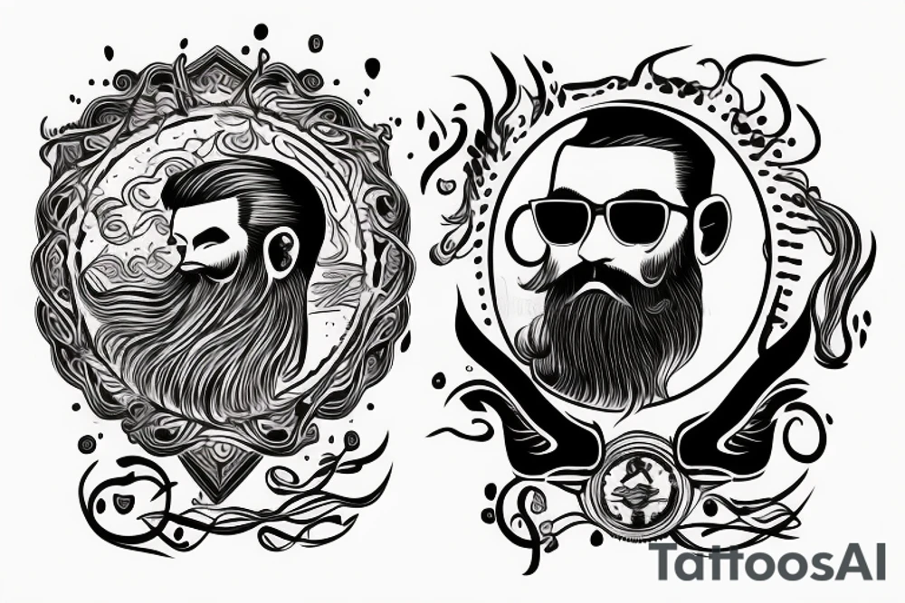 Moon with a man with beard inside tattoo idea