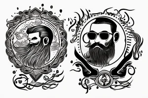 Moon with a man with beard inside tattoo idea