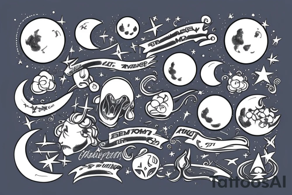 Moon with man inside tattoo idea