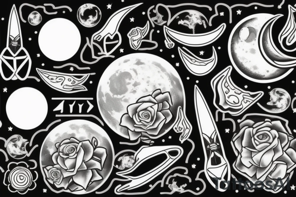 Moon with man inside tattoo idea